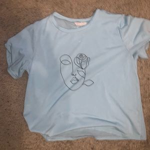 ROMWE Baby Blue Graphic Tee